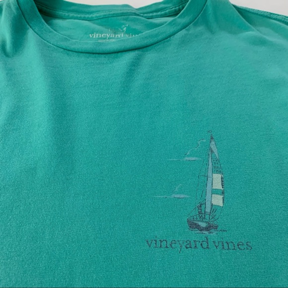 Vineyard Vines Long Sleeve Tee teal w/ Nautical Sailing motif - Picture 3 of 7